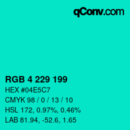 Color code: RGB 4 229 199 | qconv.com