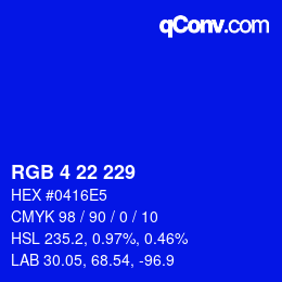 Color code: RGB 4 22 229 | qconv.com