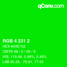 カラーコード: RGB 4 231 2 | qconv.com