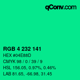 Color code: RGB 4 232 141 | qconv.com