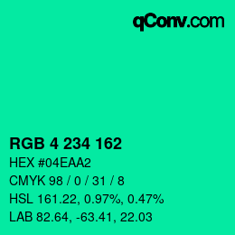 Color code: RGB 4 234 162 | qconv.com
