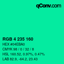 Color code: RGB 4 235 160 | qconv.com