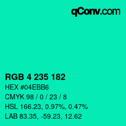 Color code: RGB 4 235 182 | qconv.com