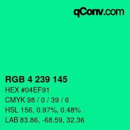 Color code: RGB 4 239 145 | qconv.com