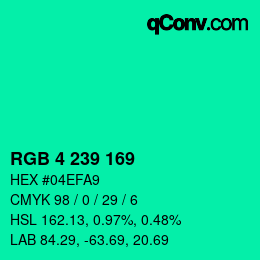 Color code: RGB 4 239 169 | qconv.com