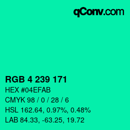 Color code: RGB 4 239 171 | qconv.com