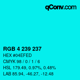 Color code: RGB 4 239 237 | qconv.com