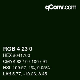 カラーコード: RGB 4 23 0 | qconv.com