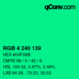 カラーコード: RGB 4 240 139 | qconv.com