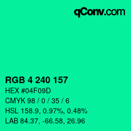 Color code: RGB 4 240 157 | qconv.com