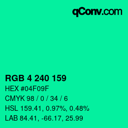 Color code: RGB 4 240 159 | qconv.com