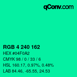 カラーコード: RGB 4 240 162 | qconv.com