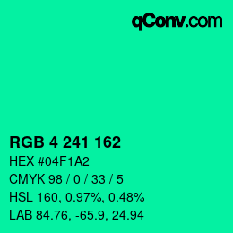 Color code: RGB 4 241 162 | qconv.com