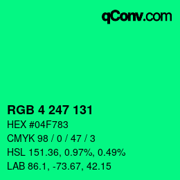 Color code: RGB 4 247 131 | qconv.com
