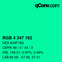カラーコード: RGB 4 247 162 | qconv.com
