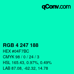 Color code: RGB 4 247 188 | qconv.com