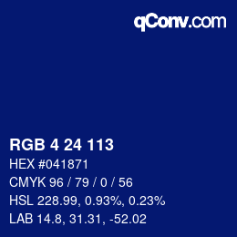 Color code: RGB 4 24 113 | qconv.com