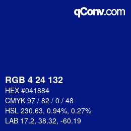 Color code: RGB 4 24 132 | qconv.com
