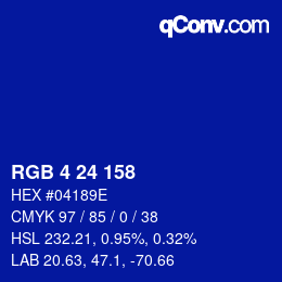 Color code: RGB 4 24 158 | qconv.com