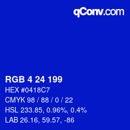 Color code: RGB 4 24 199 | qconv.com
