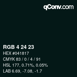 カラーコード: RGB 4 24 23 | qconv.com