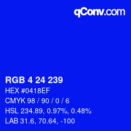 Color code: RGB 4 24 239 | qconv.com