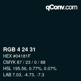 カラーコード: RGB 4 24 31 | qconv.com