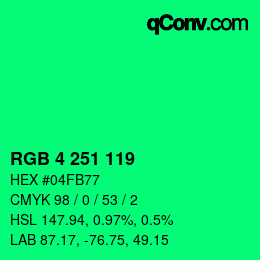 Color code: RGB 4 251 119 | qconv.com