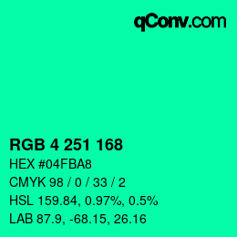 カラーコード: RGB 4 251 168 | qconv.com
