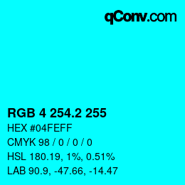 カラーコード: RGB 4 254.2 255 | qconv.com