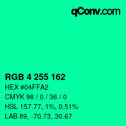 カラーコード: RGB 4 255 162 | qconv.com