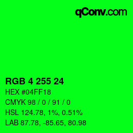 Color code: RGB 4 255 24 | qconv.com