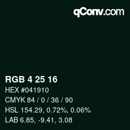カラーコード: RGB 4 25 16 | qconv.com