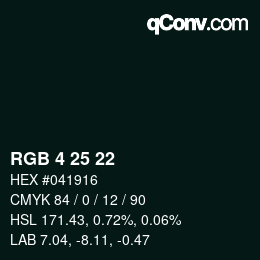 Color code: RGB 4 25 22 | qconv.com
