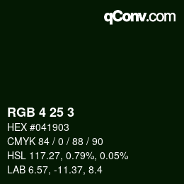 Color code: RGB 4 25 3 | qconv.com