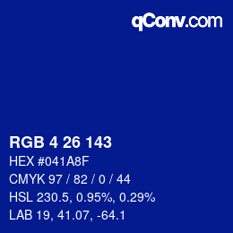 Color code: RGB 4 26 143 | qconv.com