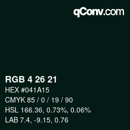 Color code: RGB 4 26 21 | qconv.com