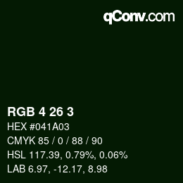 Color code: RGB 4 26 3 | qconv.com