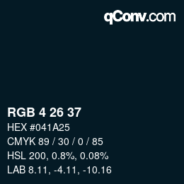 Color code: RGB 4 26 37 | qconv.com