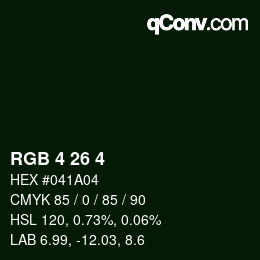 Color code: RGB 4 26 4 | qconv.com