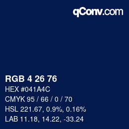 Color code: RGB 4 26 76 | qconv.com