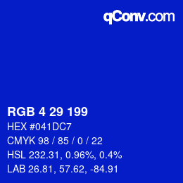 Color code: RGB 4 29 199 | qconv.com