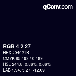 カラーコード: RGB 4 2 27 | qconv.com
