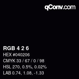 Color code: RGB 4 2 6 | qconv.com