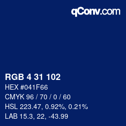 Color code: RGB 4 31 102 | qconv.com