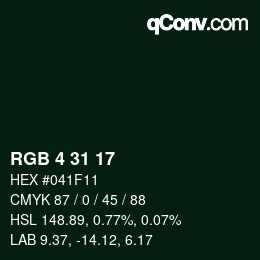 Color code: RGB 4 31 17 | qconv.com