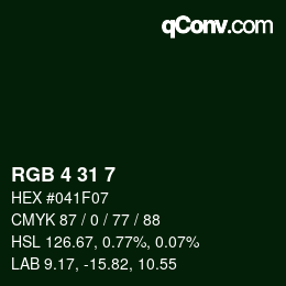 Color code: RGB 4 31 7 | qconv.com