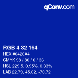 カラーコード: RGB 4 32 164 | qconv.com