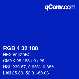 カラーコード: RGB 4 32 188 | qconv.com