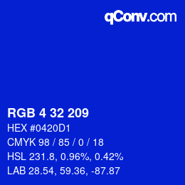 カラーコード: RGB 4 32 209 | qconv.com